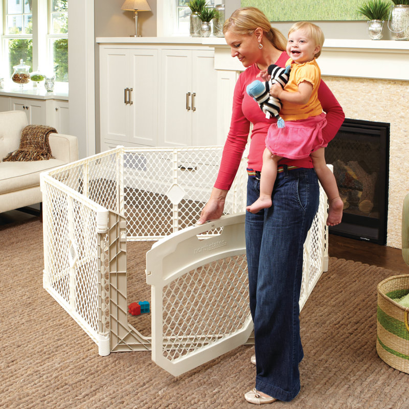 Ivory 26" Tall 6-Panel Baby Play Yard