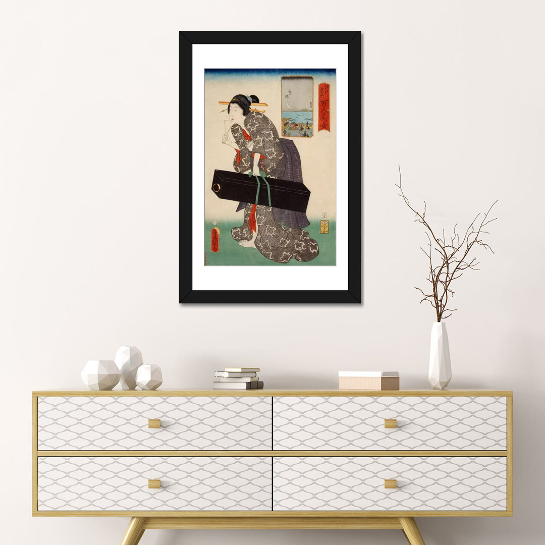 Japanese Art 'Takanawa Japanese' by Kunisada (Toyokuni) Painting Print on Wrapped Canvas World Menagerie Mat 