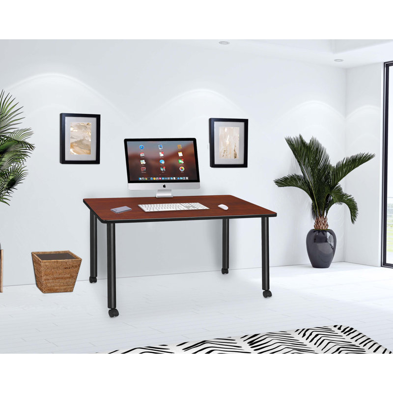 Regency Kee Mobile Desk, Cherry/Black, 29" H x 60" W x 24" D