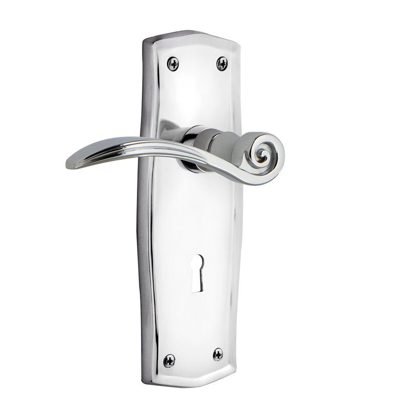 Assiette simple Prairie avec trou de serrure décoratif et levier cygne, Gaucher, Chrome brillant