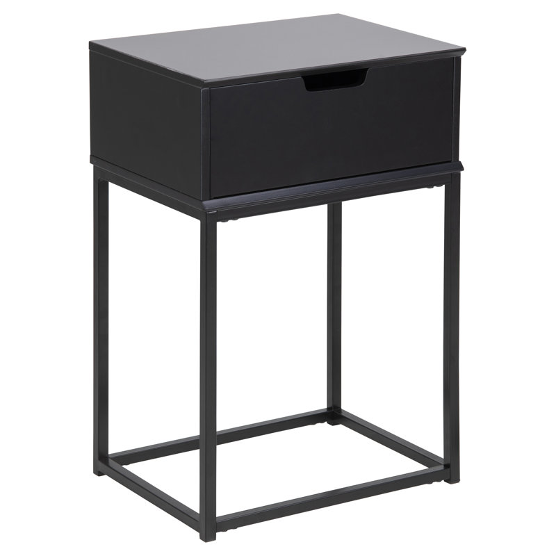 Depue 40cm W Manufactured Wood Bedside Table, Black