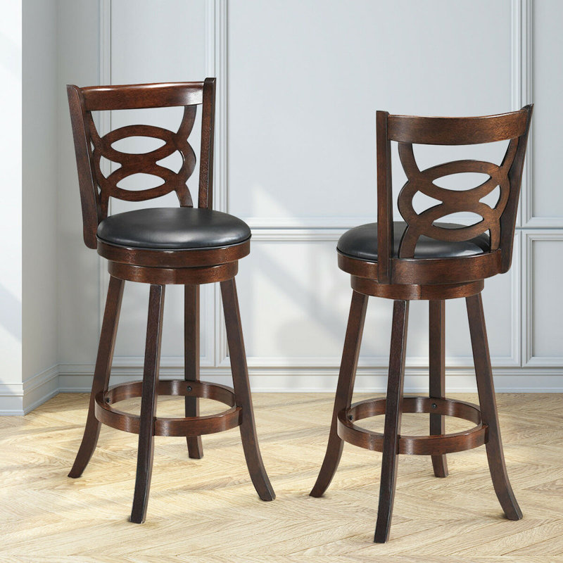 Swivel Upholstered Counter Stool with Solid Wood Frame, Counter Stool (24" Seat Height)