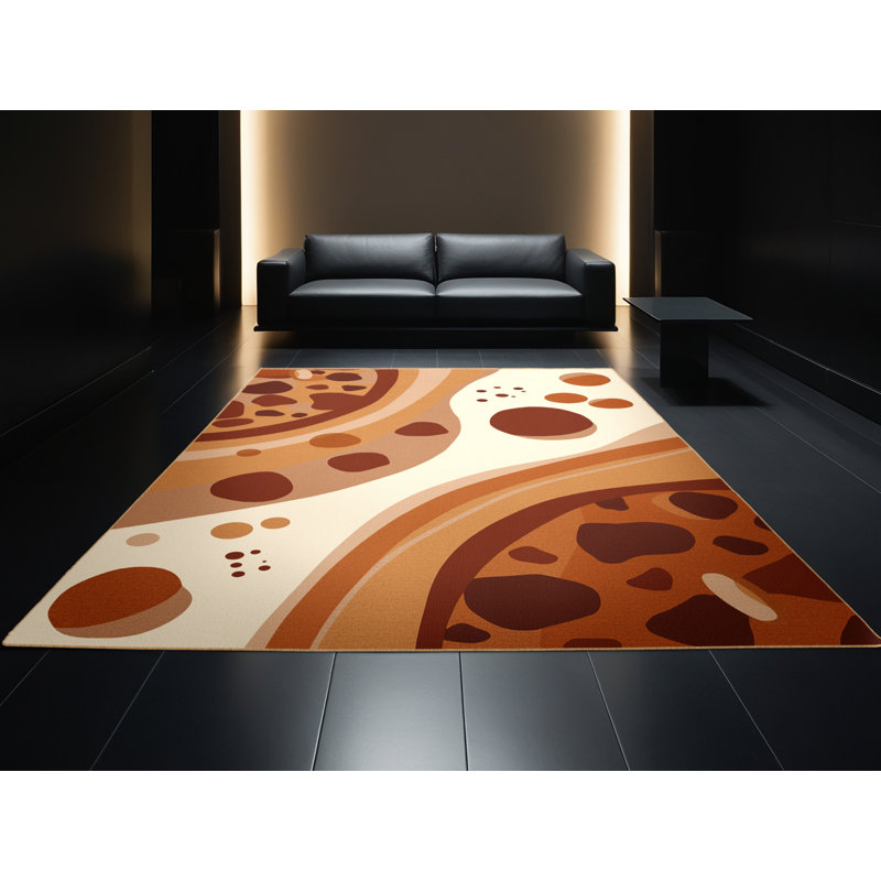 Soft Plush Cropsey Bold & Eclectic Modern Abstract Area Rug in Brown – LightBrown Binding, 5x7