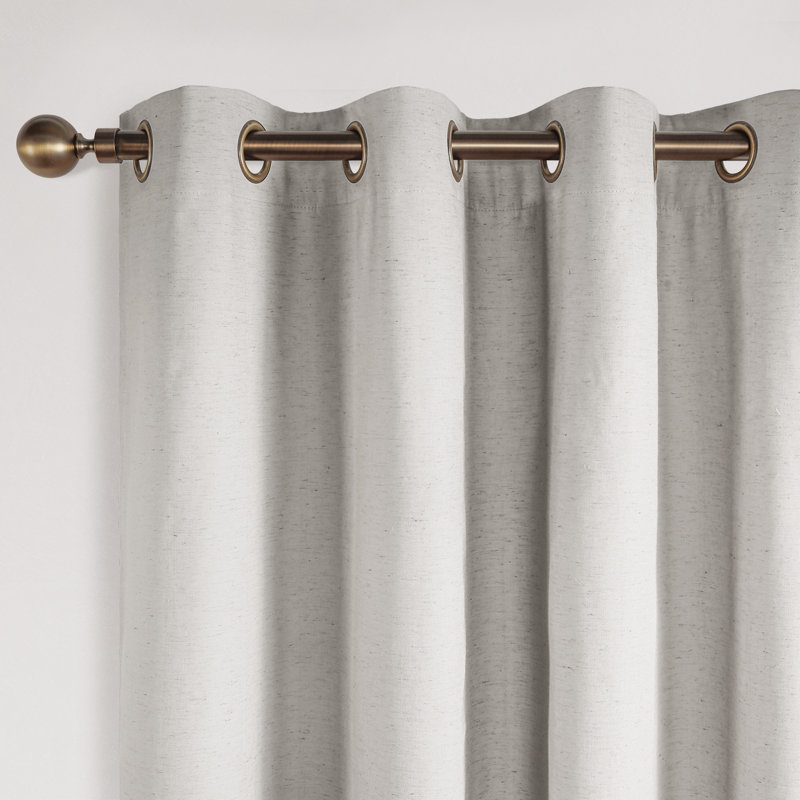 100% Blackout Linen Blend Grommet Panel Pair(2 Panels), Natural, 52" W x 108" L