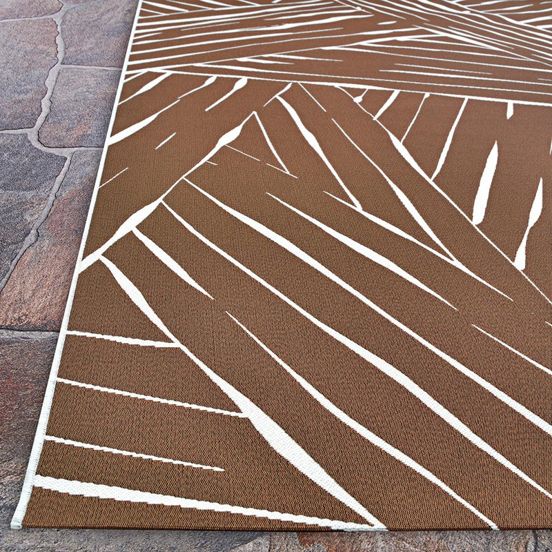 Dolce Abstract Amber Flatwoven Indoor Outdoor Area Rug, Rectangle 5'3" x 7'6"