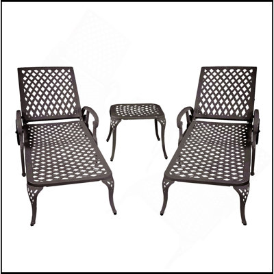 Aluminium Cast Lounge Chair 2Pcs Brown