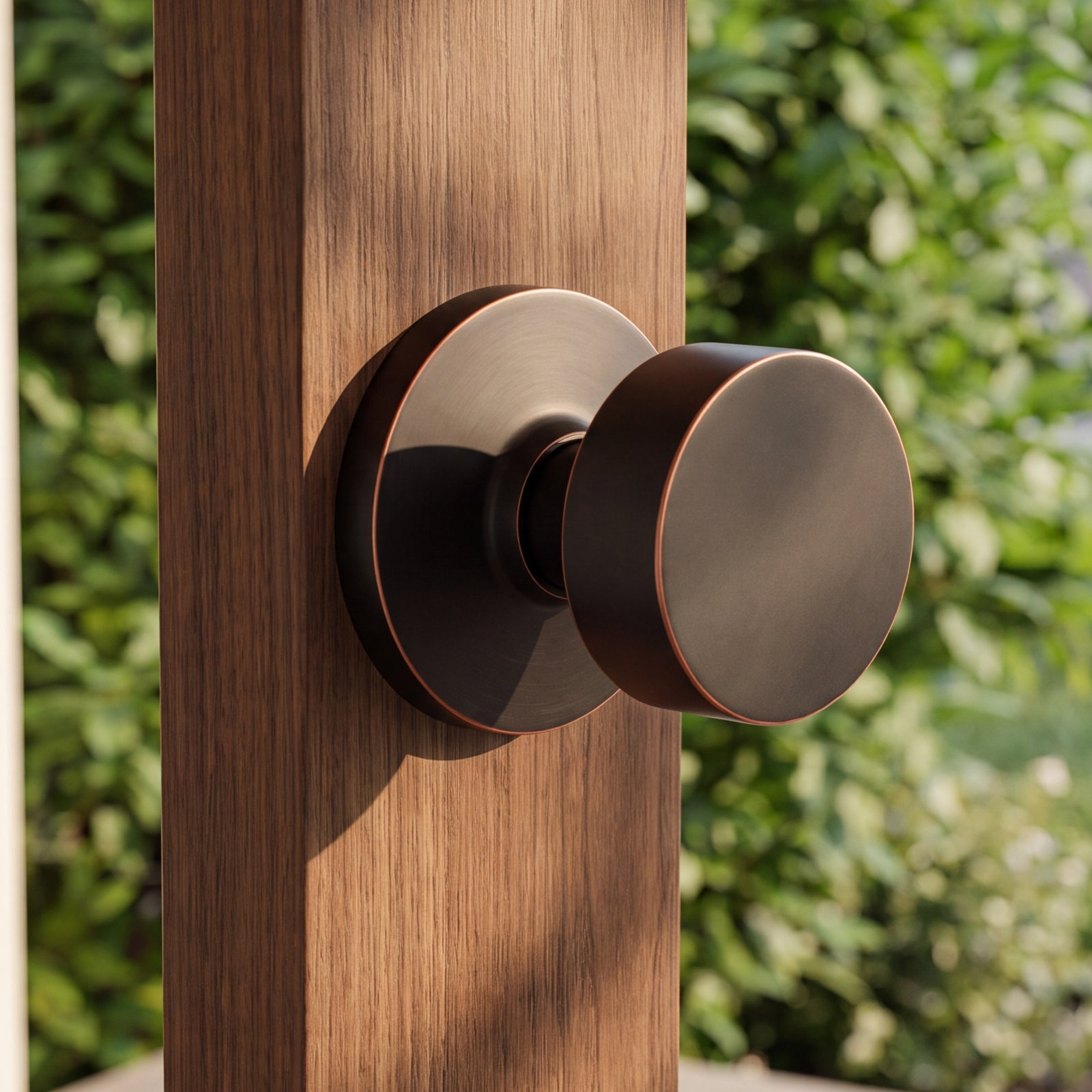 Passage Door Knob with Disk Rosette, Oil Rubbed Bronze