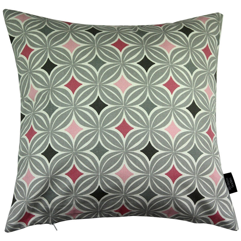 Amethy Geometric Square Cushion, 43 x 43cm, Blush Pink