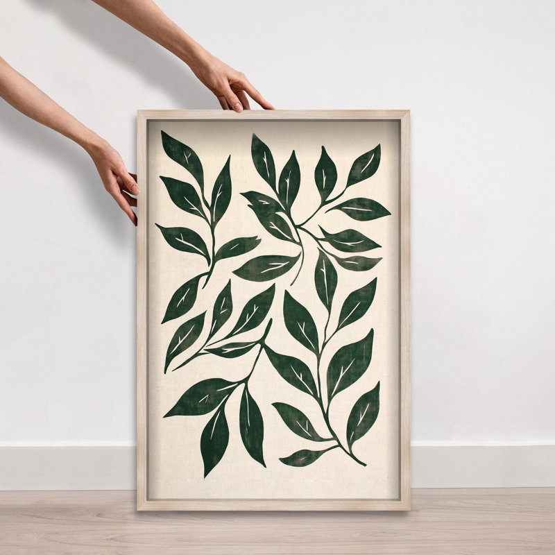 Oliver Gal Leaf Linen II Floral and Botanical - Luxury Shadowbox Framed Wall Art, 31" H x 21" W, Cream