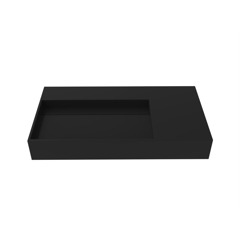 Meuble-lavabo mural simple 35 po Boyter, Noir, Aucun trou