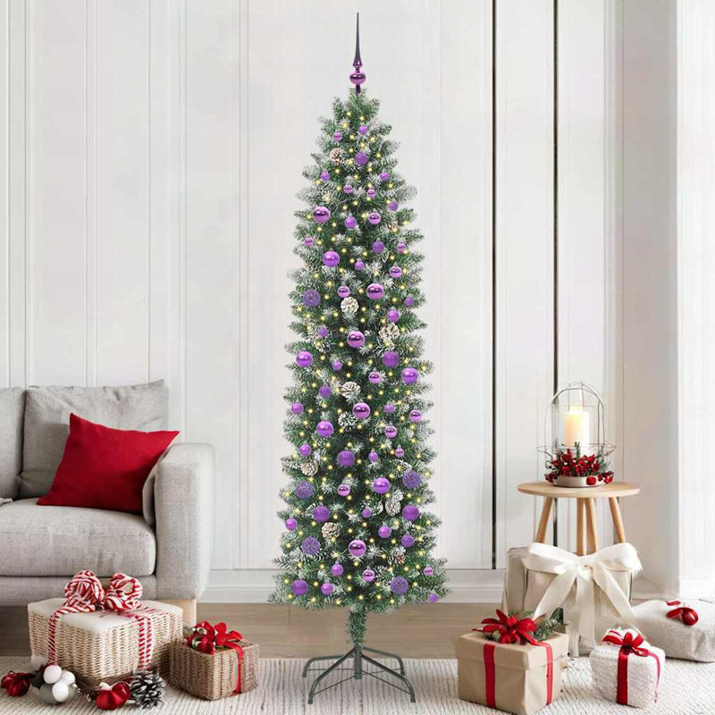 Artificial Slim Christmas Tree, Purple, 6.89' H