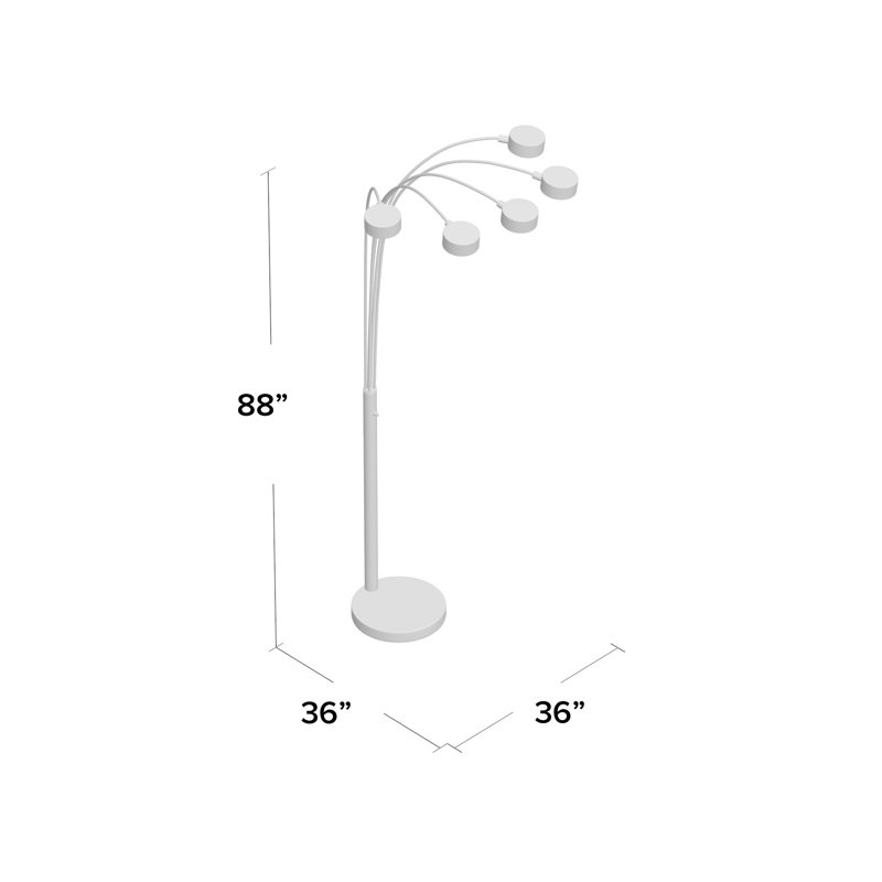 Artiva 88" Brushed Steel Adjustable Multi-Head Arc Floor Lamp