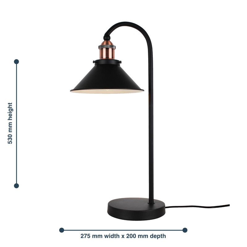 Gwenno Glass Table Lamp, Black, Black