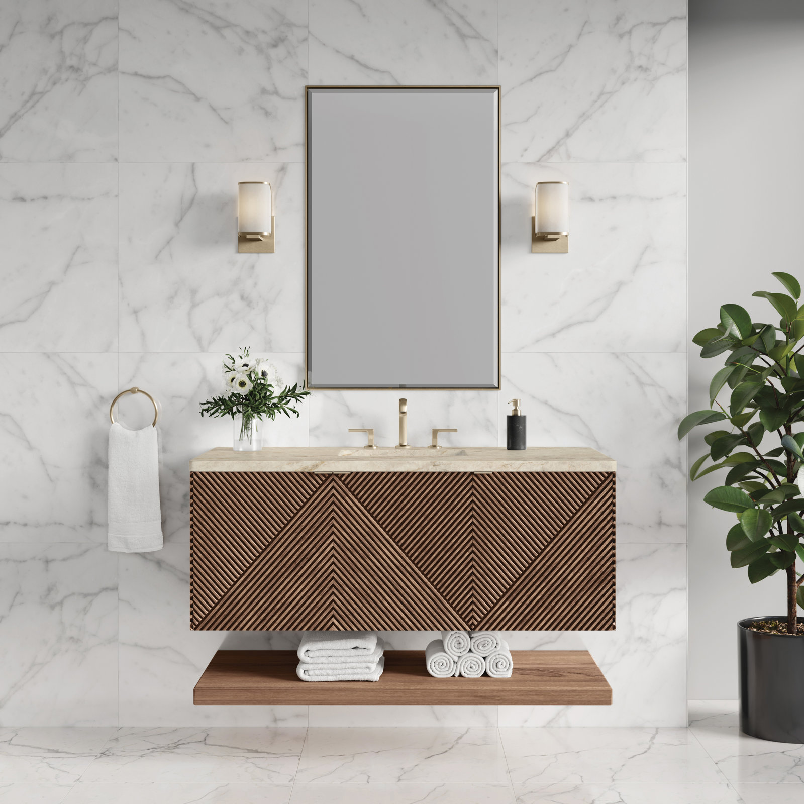 Marcello Single Bathroom Vanity, 48", Tajnar Eclos, 8" Widespread