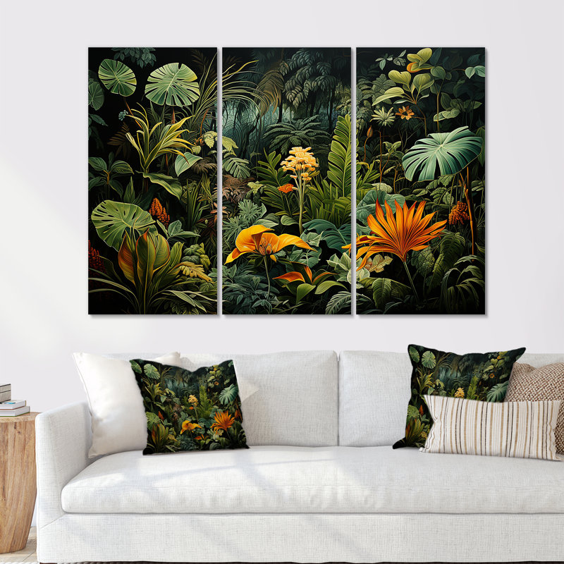 Sons de la jungle I - ensemble d'art mural Jungle, H 28 po x l 36 po x P 1 po, Toile tendue