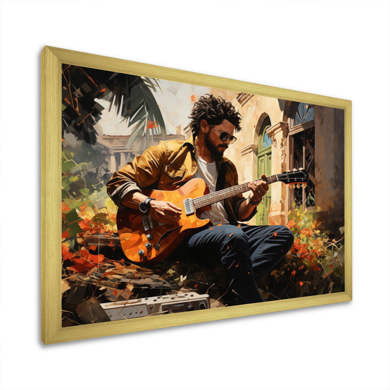 «Music Reggae Vibes II», reproduction d'art sur toile, H 12 po x l 20 po x P 1 po, Cadre doré à une seule photo