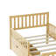 Lit plateforme simple en bois avec garde-corps des deux côtés et deux tiroirs de rangement, naturel