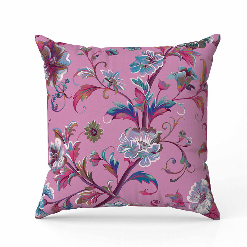 Coussin en faux suède Nature's Palette, Carré 20 po, Vert/rose