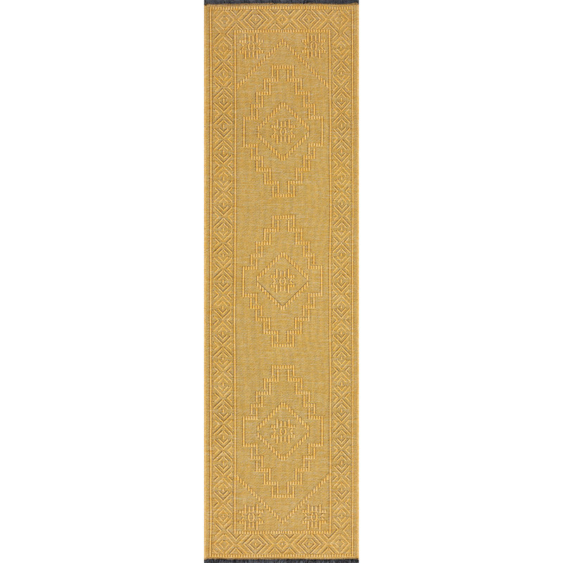 Brenly Moroccan Machine Washable Non Skid Indoor Area Rug - Gold, Runner 2'3" x 7'7"