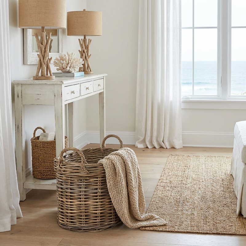 Beachcrest Home™ Ayriauna Rattan Basket, Small - 12"H x 12"W x 12"D