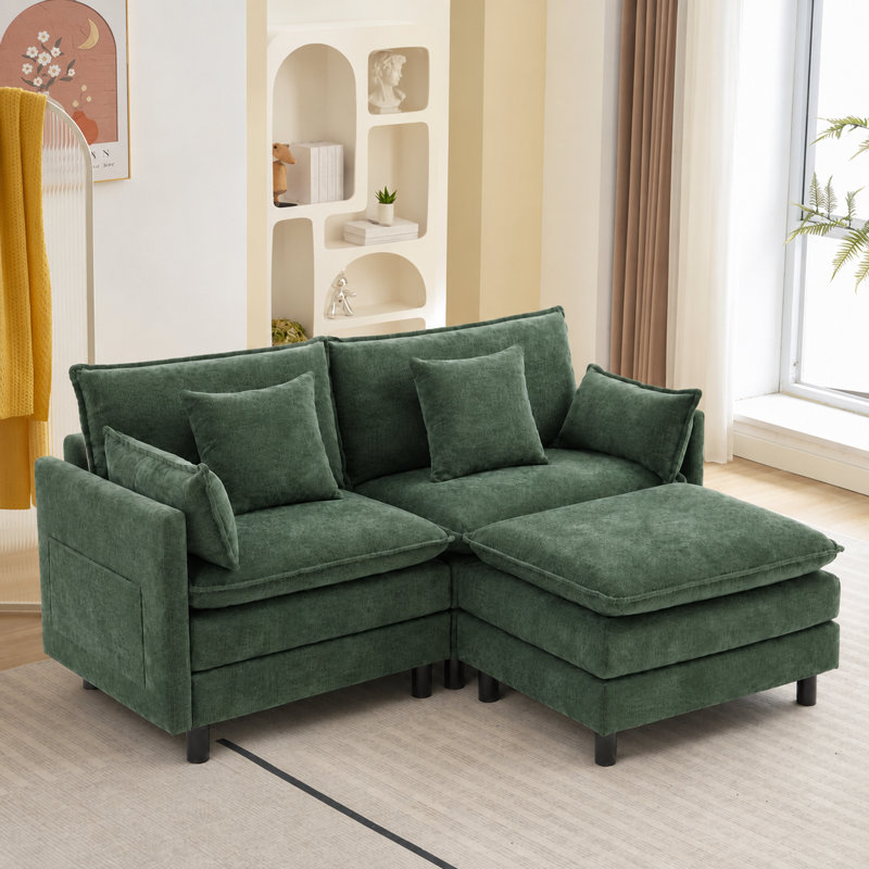 Canapé d'angle Arale Comfy Cloud avec pouf, Vert