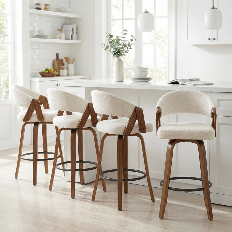 Providence Upholstered Swivel Counter Stool, Beige