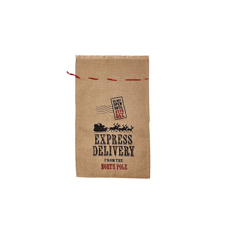 Sac de noël en toile jute