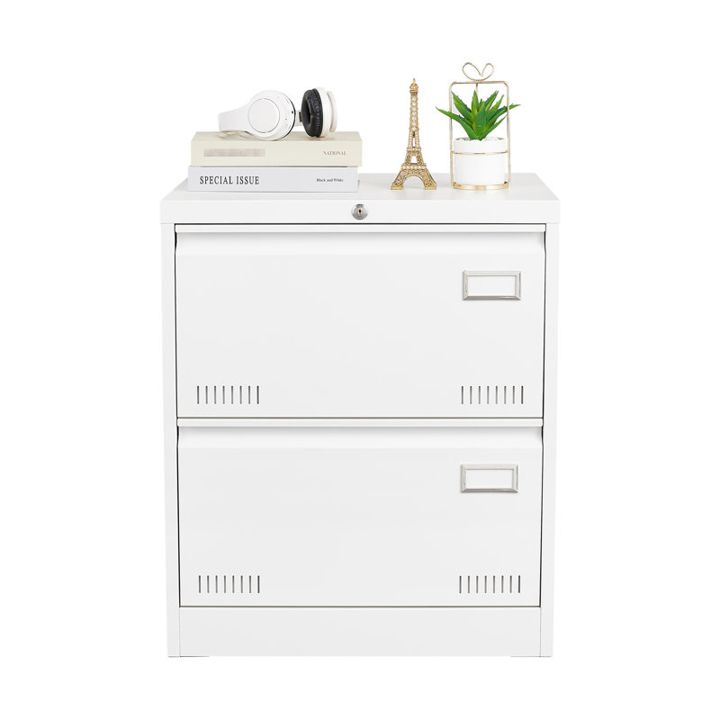 Office Filing Cabinet 2 Drawer - White Locking Metal, Keep Docs Organized, Enhance Work Efficiency Metal In With Lock Drawers For Efficient Storage, Legal/Letter/A4/F4 Compatible Integrated Handle
