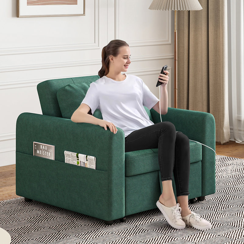 Sofa Bed, Green Velvet