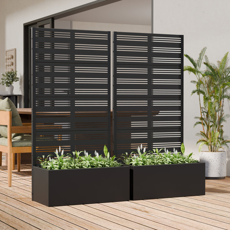 Lit de jardin surélevé 59 po x l 30 po x P 12 po avec jardin en treillis et treillis pour patio