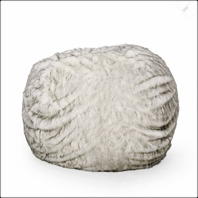Petit fauteuil à billes arrondi en fux fourrure noire et grise de 5 pieds, parfait pour une détente confortable et un décor moderne