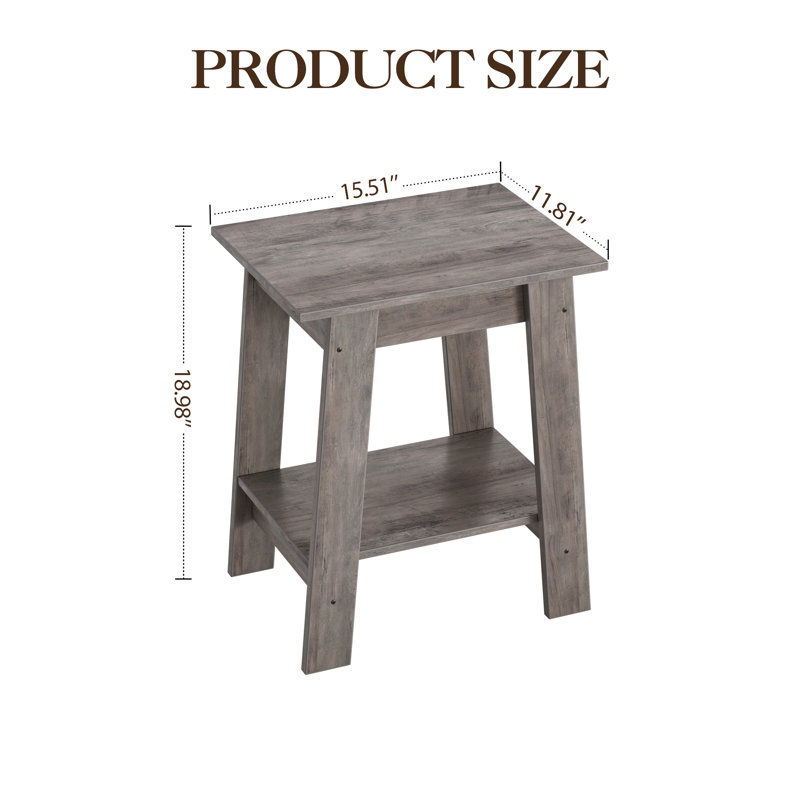 Petite table d'appoint avec tablette de rangement à 2 niveaux, table de chevet en bois pour la chambre à coucher, le salon ou le vestibule, table de bout compacte