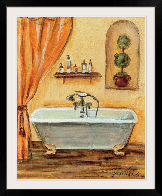 «Tuscan Bath I» par Silvia Vassileva, reproduction d'art, H 38 po x l 32 po x P 1 po, Cadre blanc