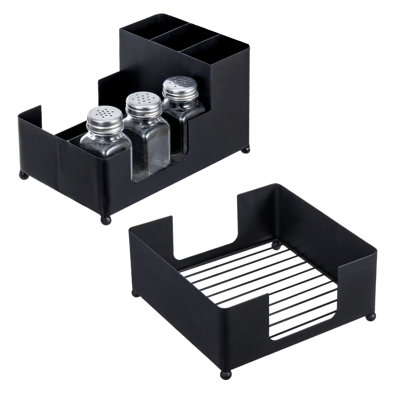 Ensemble de porte-serviettes d'invité 2 pièces - Plateaux de distributeur de papier essuie-tout en métal noir mat