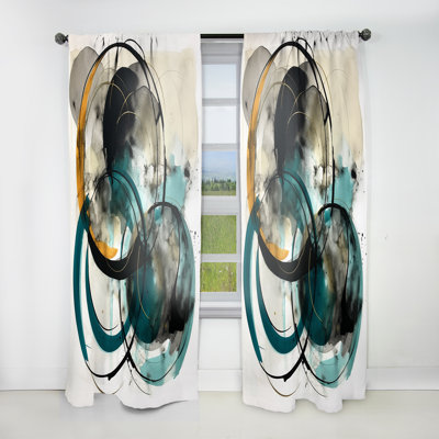 Green Grey Minimalism Fluidity - Modern Curtain - Velvet Room Darkening - 1 panel