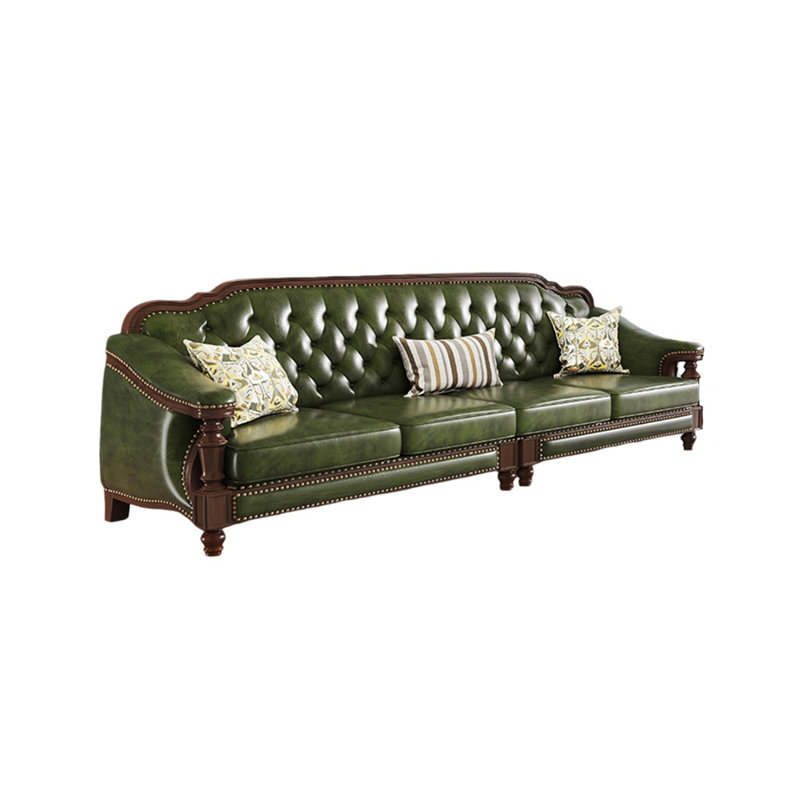 Canapé en cuir européen, H 43,3 po x l 108,2 po x P 33,8 po