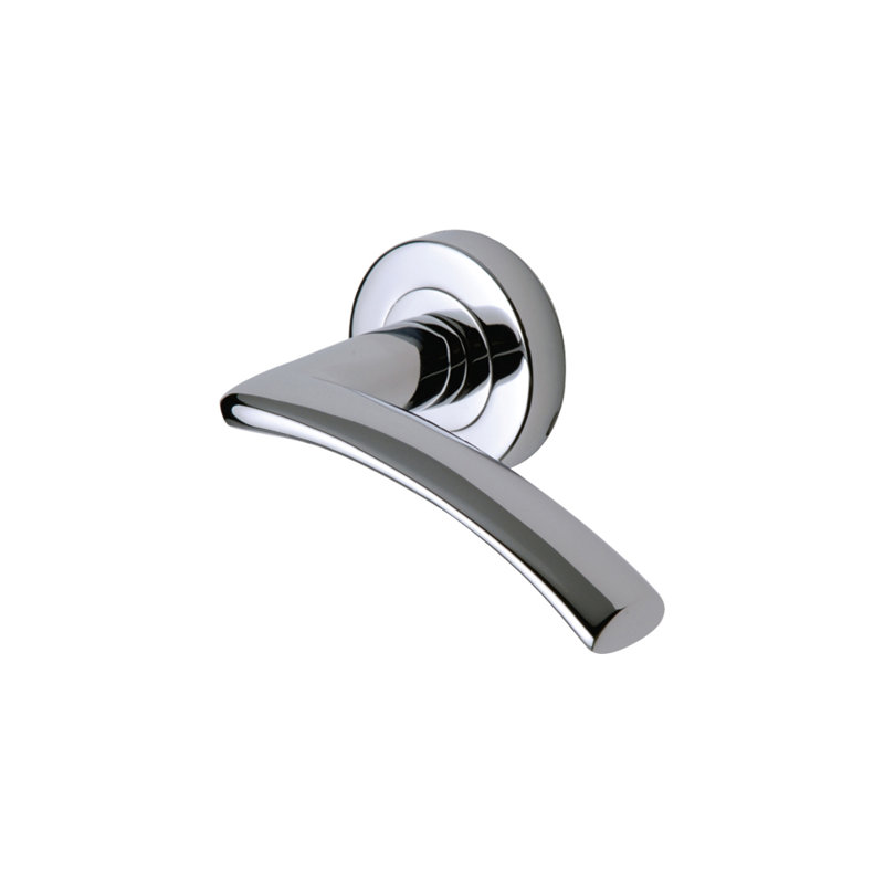 Heritage Brass Sorrento Door Handle Lever Latch on Round Rose Tosca Design, Polished Chrome