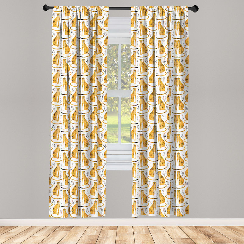 Leopard Semi-Sheer Rod Pocket Curtain Panels, 28" x 95"