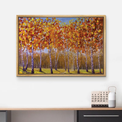 Abstract Forest Trees with Yellow Leaves in Forest Modern Wall Decor