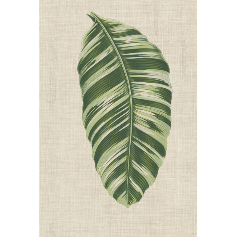 Leaves on Linen VI - Graphic Art, Wrapped Canvas, 122 cm H x 81 cm W