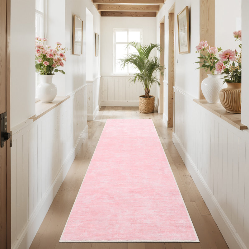 Washable Solid Color Textured Thin Indoor Rug, Low Pile Area Rug with Soft Surface, Non Slip Backing, Easy Clean Design for Living Room, Bedroom, Dorm, Home Office