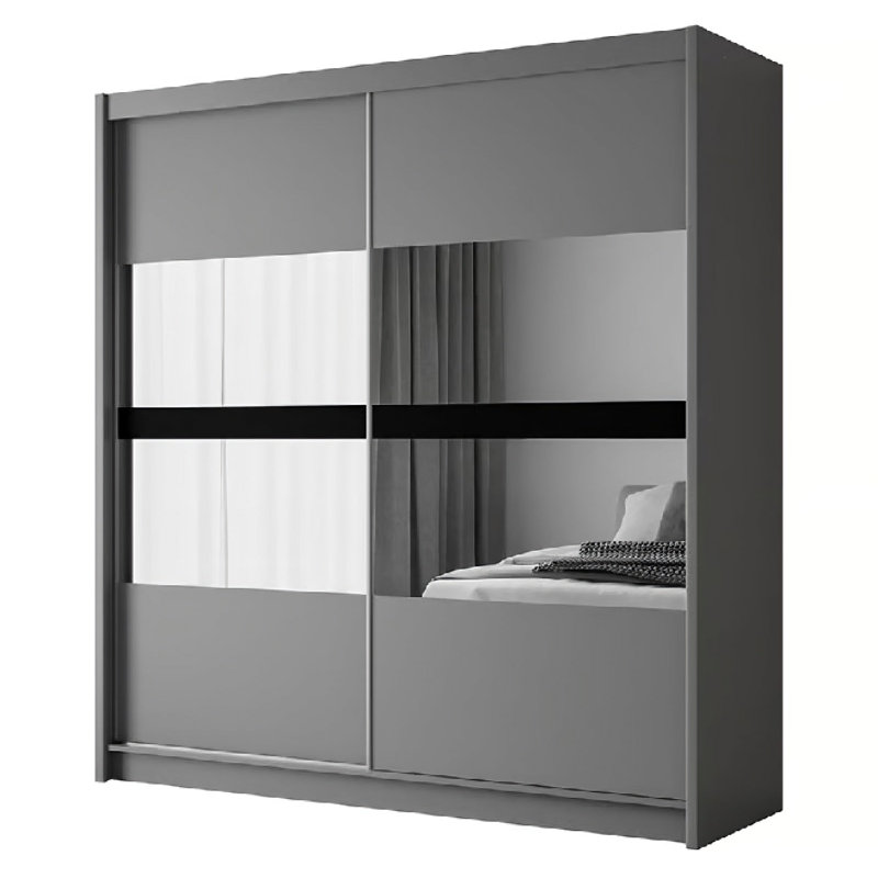 Manufactured Wood Wardrobe, Grey