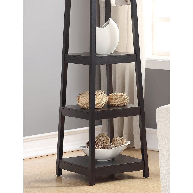 Coat Rack w/ 3-Tier Storage Shelves, Black