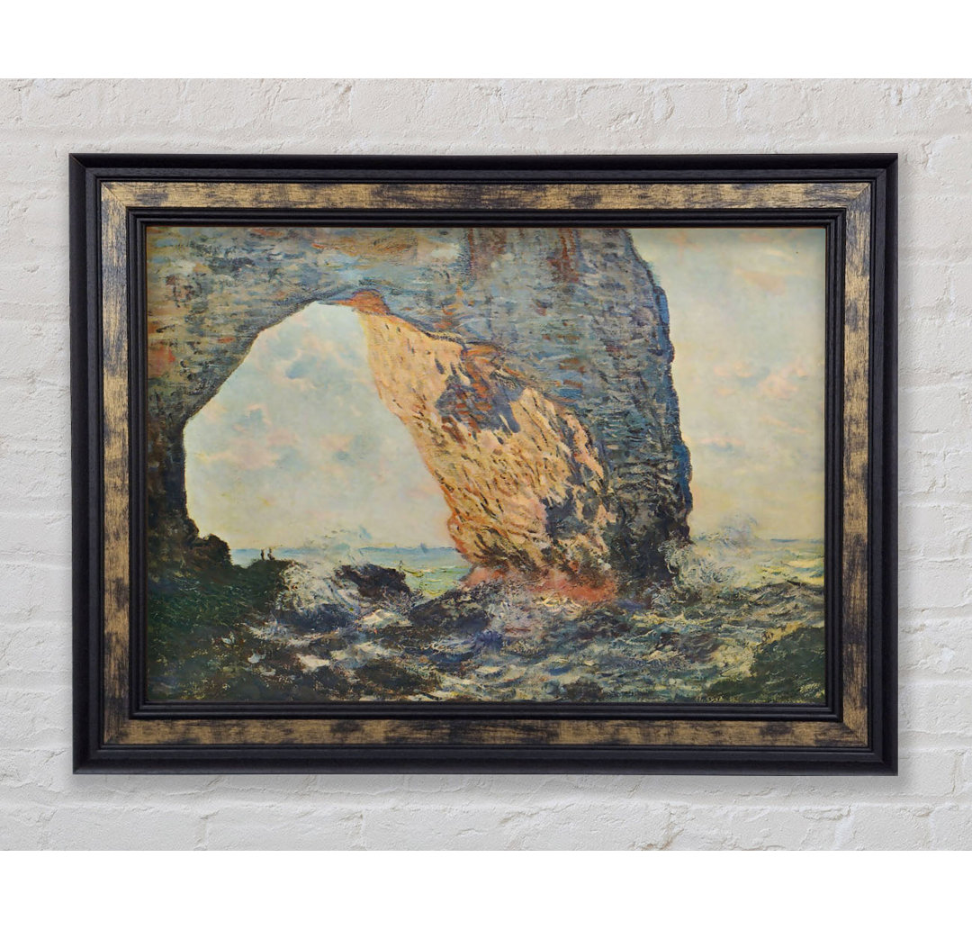 Monet Die felsigen Klippen von Etretat La Porte Man 1 - Einzelne Bilderrahmen Kunstdrucke