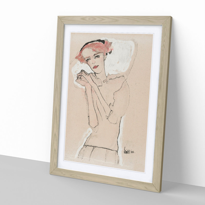 Portrait of a Woman Vol.3 by Egon Schiele - Picture Frame Painting, Oak Framed, 48cm H x 36cm W x 2cm D