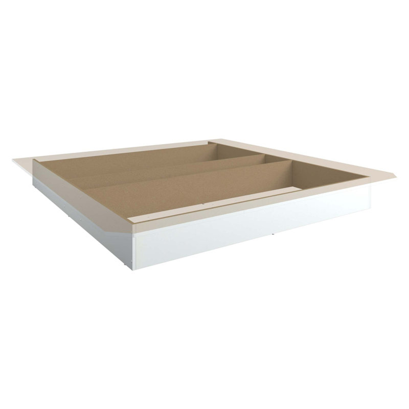 Suad Platform Bed - Easy Assembly, No Box Spring Required, White, King