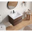 Meuble-lavabo mural brun foncé, assemblage facile, tiroir à fermeture en douceur avec glissières de qualité supérieure, fabrication en bois robuste, emballage sécuritaire sans lavabo