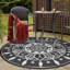 Rond oriental tissé à la machine 5 pi Mcnanna Tapis intérieur / extérieur noir / blanc