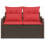  Canapé de jardin 2 places avec coussins en rotin de polyester brun-1068914449