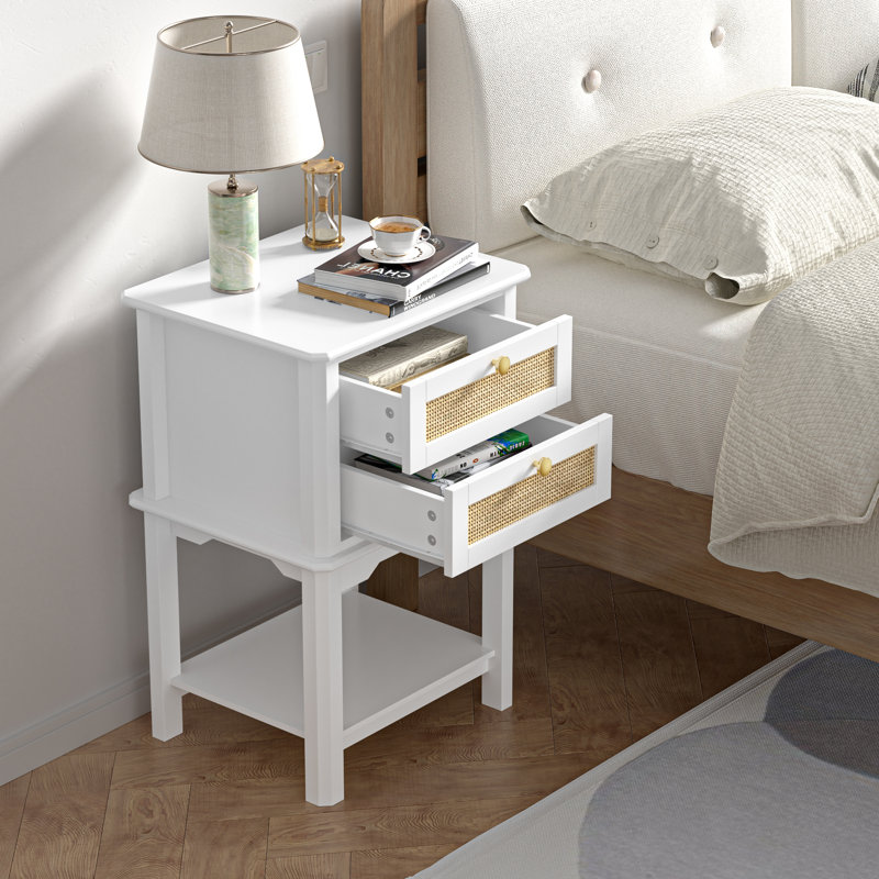 Ariyona 28"H Nightstand White bed table with 2 Drawers for Living Room